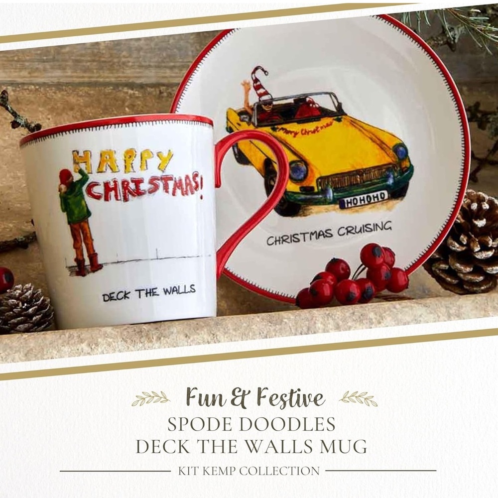 Spode Kit Kemp Doodles “Happy Christmas” Mug